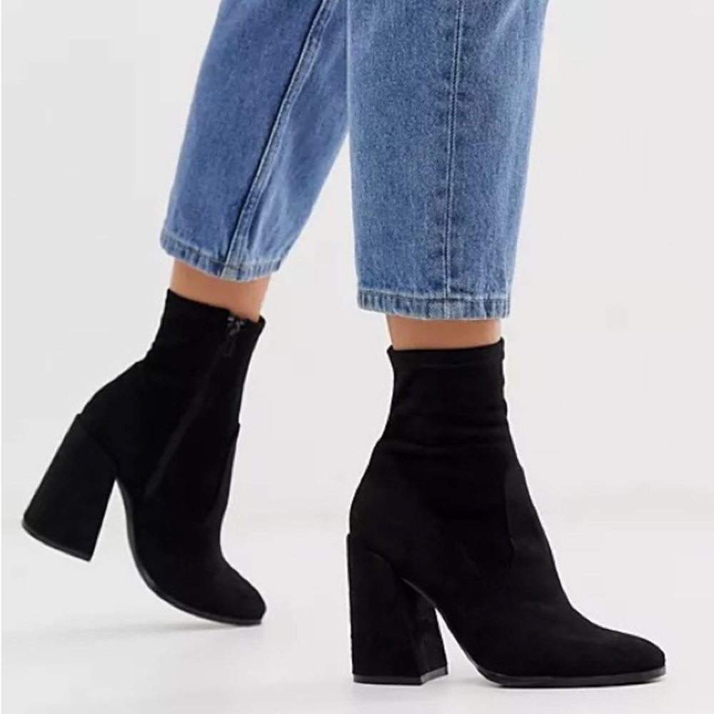 ASOS DESIGN Echo heeled sock boots in black